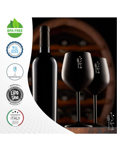 Vasos de Vino de Acero Inoxidable Gusto Nostro - 532 ml - Juego de 2
