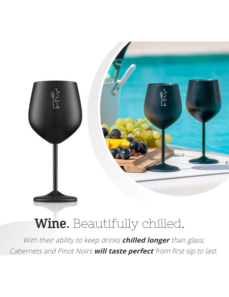 Vasos de Vino de Acero Inoxidable Gusto Nostro - 532 ml - Juego de 2