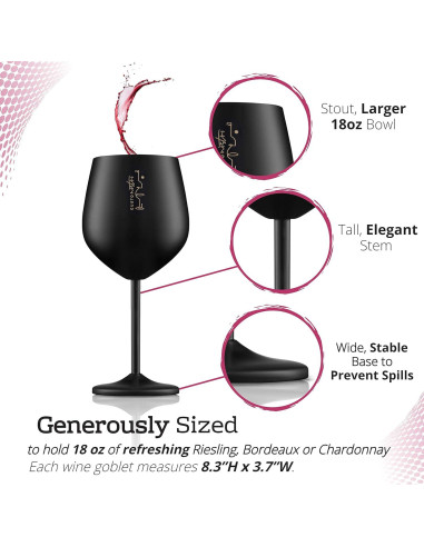 Vasos de Vino de Acero Inoxidable Gusto Nostro - 532 ml - Juego de 2