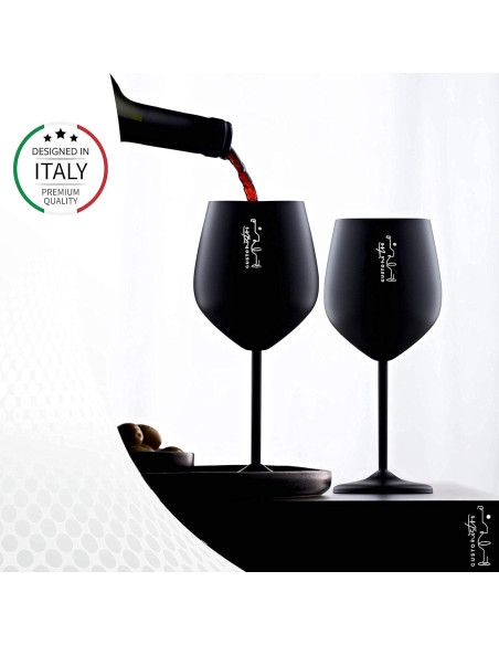 Vasos de Vino de Acero Inoxidable Gusto Nostro - 532 ml - Juego de 2
