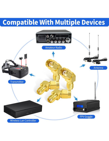 Kit Adaptador SMA a RP-SMA 45 Grados Wlaniot - 4 Piezas
