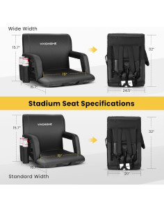 Sillas de Estadio Portátiles VIVOHOME Reclinables 2 Unidades 2