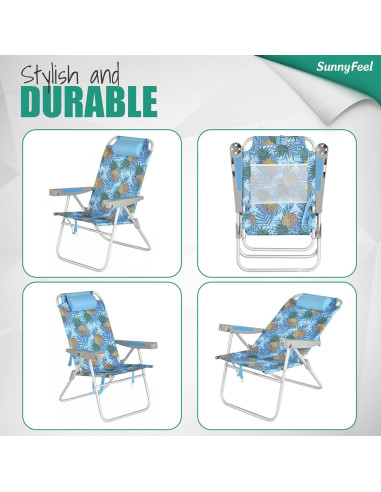 Silla de Playa Plegable Sunnyfeel Azul 5 Posiciones 227 KG