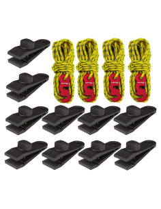 Pinzas para Lonas Sudopru 14 Pcs Clips y Cuerdas Impermeables