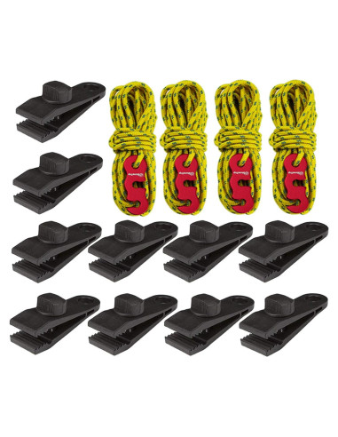 Pinzas para Lonas Sudopru 14 Pcs Clips y Cuerdas Impermeables