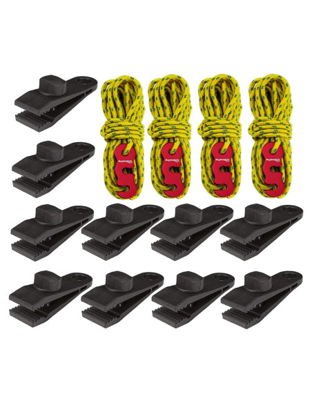 Pinzas para Lonas Sudopru 14 Pcs Clips y Cuerdas Impermeables