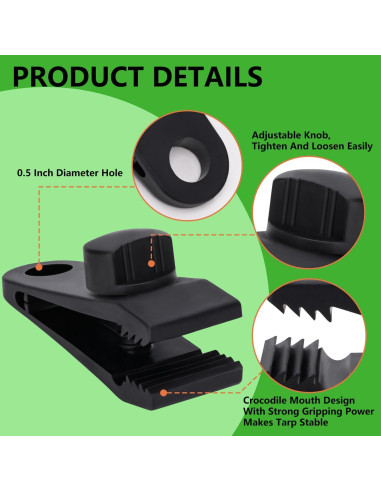 Pinzas para Lonas Sudopru 14 Pcs Clips y Cuerdas Impermeables