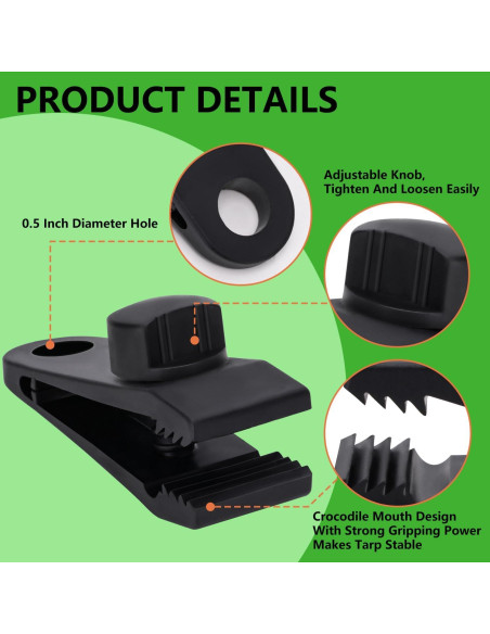 Pinzas para Lonas Sudopru 14 Pcs Clips y Cuerdas Impermeables