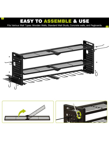 Organizador de Herramientas Montado en Pared NattyDot 3 Estantes Negro