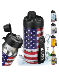 Enfriador de Latas MAXSO 4-en-1 Acero Inoxidable 12 oz Bandera
