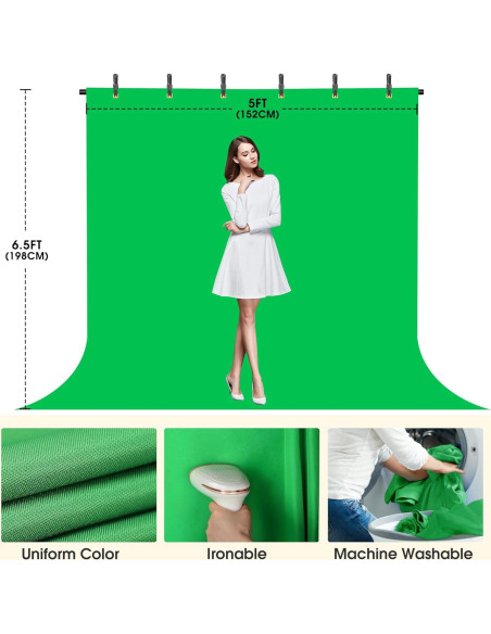Fondo de Pantalla Verde Coliflor 1.83x1.52m con Soporte Ajustable Fondo de Pantalla Verde Coliflor 1.83x1.52m con Soporte Ajustable