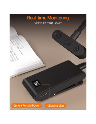 Lámpara de Lectura Recargable COKWEL SD-Black-CO 9 LED 90h