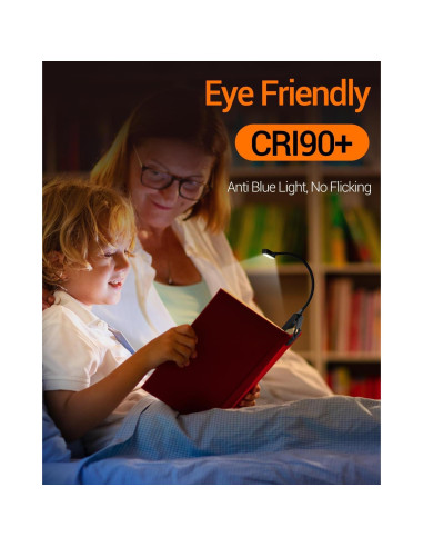 Lámpara de Lectura Recargable COKWEL SD-Black-CO 9 LED 90h