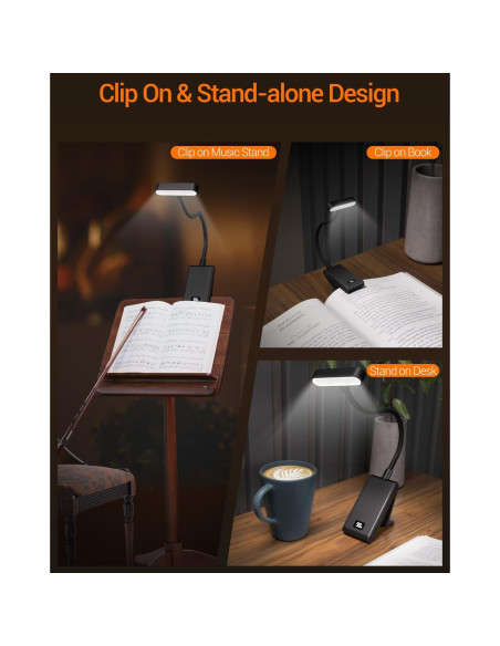 Lámpara de Lectura Recargable COKWEL SD-Black-CO 9 LED 90h