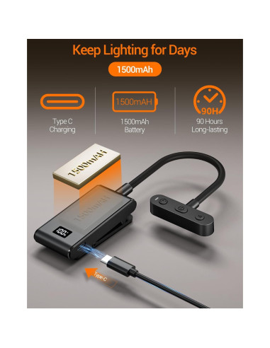 Lámpara de Lectura Recargable COKWEL SD-Black-CO 9 LED 90h