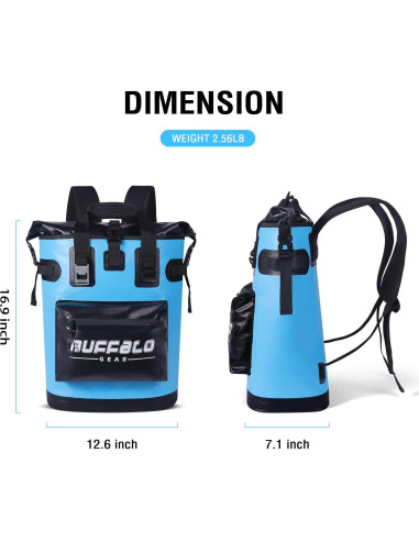 Mochila Enfriadora Aislada Buffalo Gear 18L Impermeable Azul