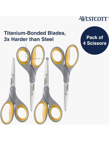 Tijeras de Titanio Bonded Westcott 20 cm, Paquete de 4