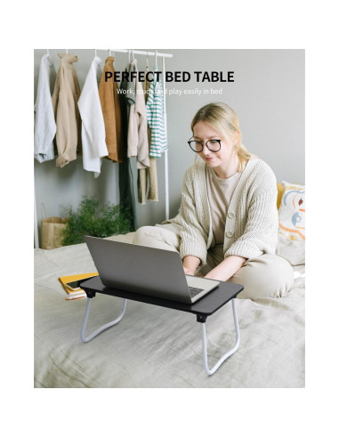 Mesa de Regazo Plegable Ruxury Soporte para Laptop Negro