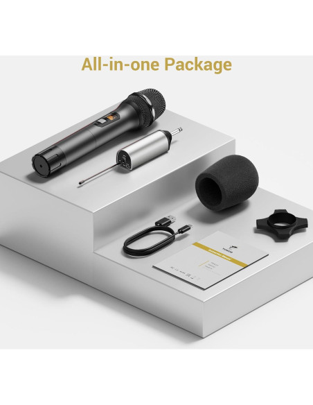 Micrófono Inalámbrico TONOR UHF de Mano, 60m, Negro Micrófono Inalámbrico TONOR UHF de Mano, 60m, Negro