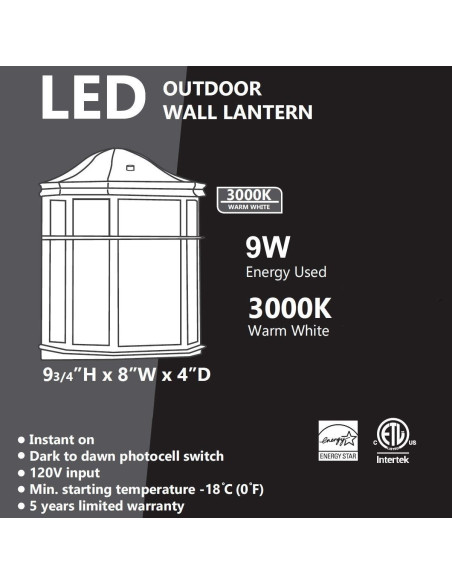 Lámpara de Pared LED HARRRRD 3000K - Sensor Fotocélula