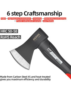 Hacha de Corte DESHIL 15" (38.1 cm) Acero al Carbono Rojo 2
