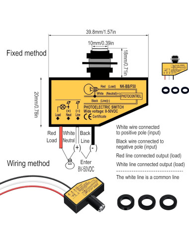 Interruptor Fotoeléctrico DC 12V 24V 36V 48V Landhoow - 2 Piezas