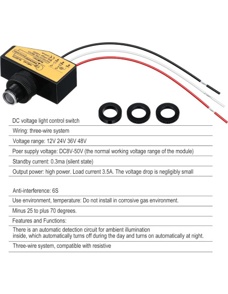 Interruptor Fotoeléctrico DC 12V 24V 36V 48V Landhoow - 2 Piezas