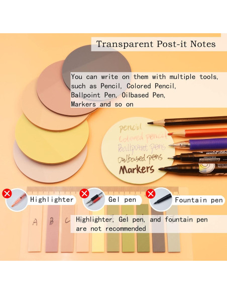 Notas Adhesivas Transparentes YOUDEFUL 800 Pcs 7cm Redondas