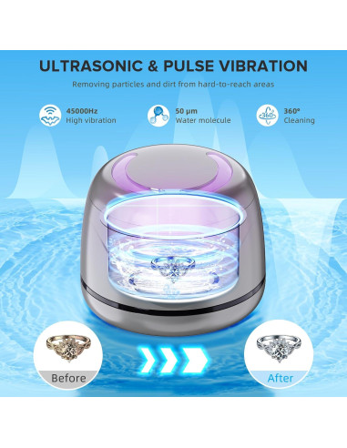 Limpiador Ultrasónico Portátil GUFSD 180ml 45kHz para Joyería