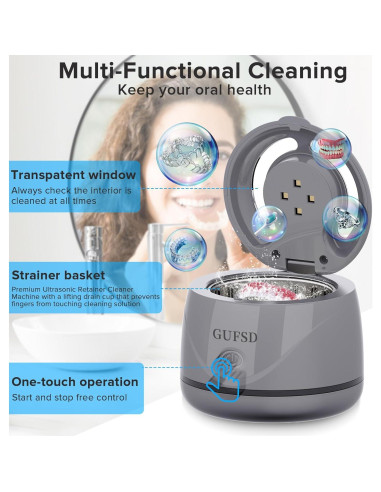 Limpiador Ultrasónico Portátil GUFSD 180ml 45kHz para Joyería