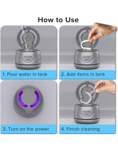 Limpiador Ultrasónico Portátil GUFSD 180ml 45kHz para Joyería