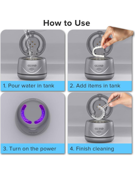 Limpiador Ultrasónico Portátil GUFSD 180ml 45kHz para Joyería