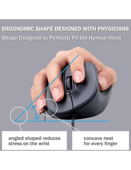 Ratón USB Ergonómico Elecom M-XGM30UBSKBK, Clic Silencioso, 2000DPI