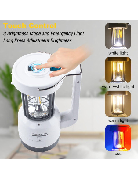 Linterna de Camping Recargable CREATESTAR 4000mAh 20W 4 Modos