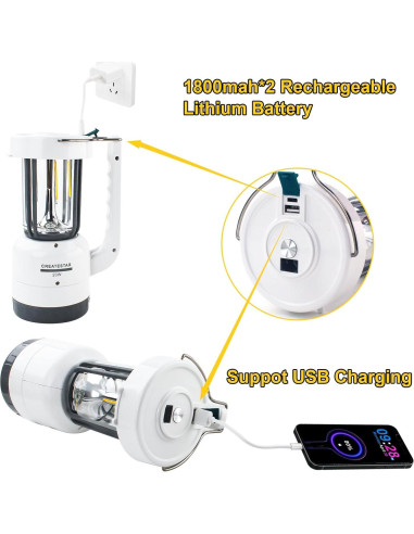 Linterna de Camping Recargable CREATESTAR 4000mAh 20W 4 Modos