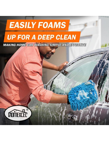 Mitón de Lavado de Autos HOMEXCEL 2PK Microfibra Azul 25.9x17cm