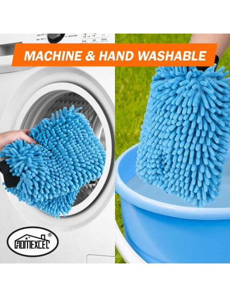 Mitón de Lavado de Autos HOMEXCEL 2PK Microfibra Azul 25.9x17cm