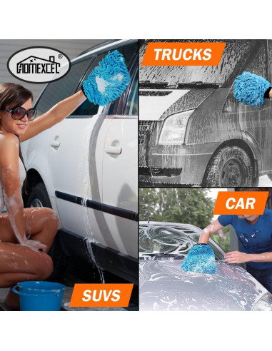 Mitón de Lavado de Autos HOMEXCEL 2PK Microfibra Azul 25.9x17cm
