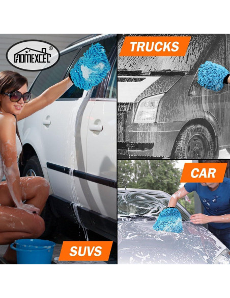 Mitón de Lavado de Autos HOMEXCEL 2PK Microfibra Azul 25.9x17cm