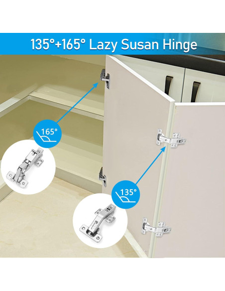 Bisagras ocultas de 165 HanOrson - 1 par de acero inoxidable