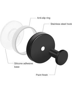 Ganchos de Ventosa Dntorx Acero Inoxidable Negro Paquete de 2 2