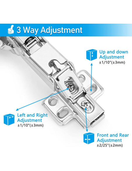 Bisagras ocultas de 165 HanOrson - 1 par de acero inoxidable