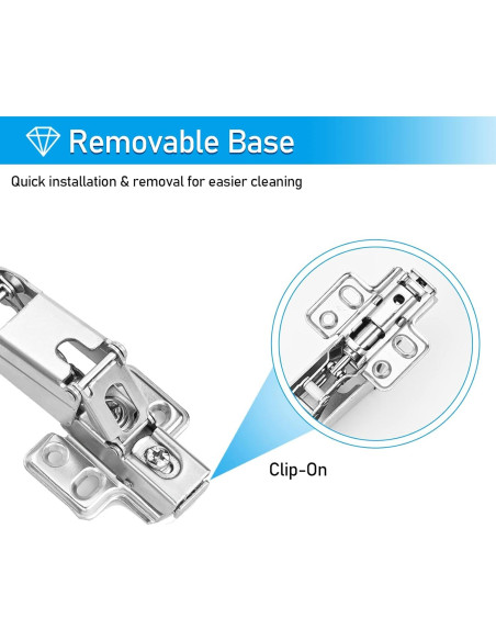 Bisagras ocultas de 165 HanOrson - 1 par de acero inoxidable