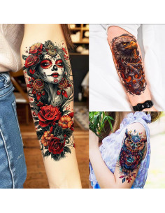 71 Hojas Tatuajes Temporales SHELYEXIEN Animales y Calaveras 2