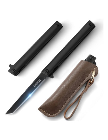 Cuchillo Plegable Omesio Slim EDC Negro con Clip y Funda