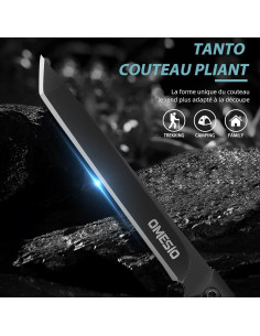 Cuchillo Plegable Omesio Slim EDC Negro con Clip y Funda 2