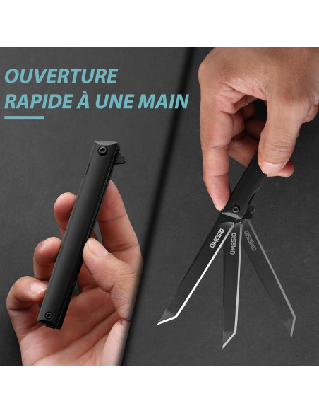 Cuchillo Plegable Omesio Slim EDC Negro con Clip y Funda