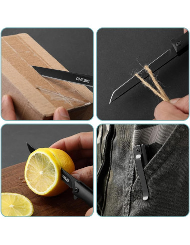 Cuchillo Plegable Omesio Slim EDC Negro con Clip y Funda
