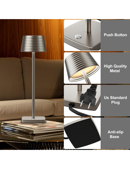 Lámpara de Mesa LED YHT S816B Cromo Regulable 2 Brillos