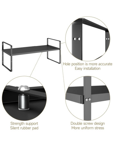 Organizador de Estante Expandible TAIHEIS 41.91-68.58 cm Negro